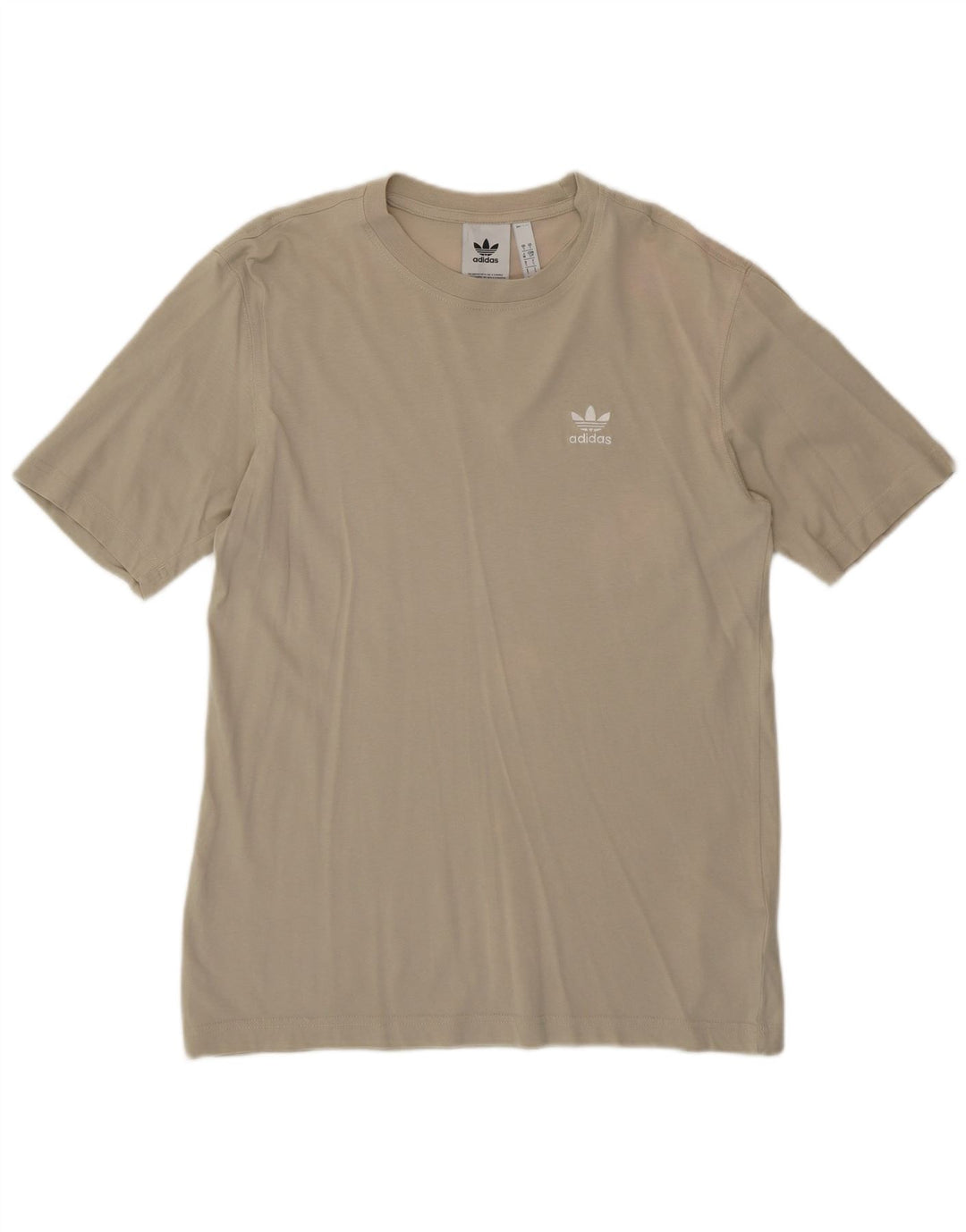 ADIDAS Mens T-Shirt Top Small Beige Cotton