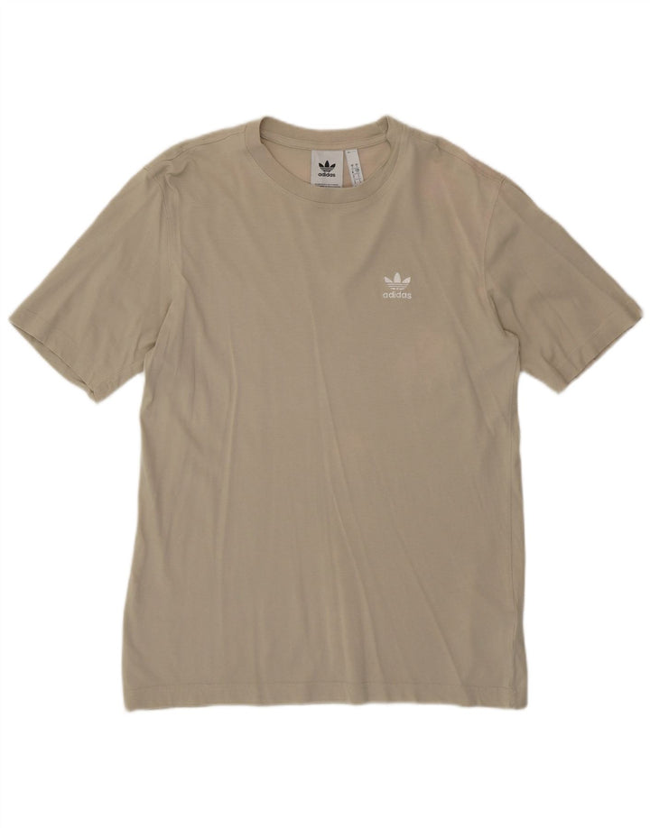 ADIDAS Mens T-Shirt Top Small Beige Cotton