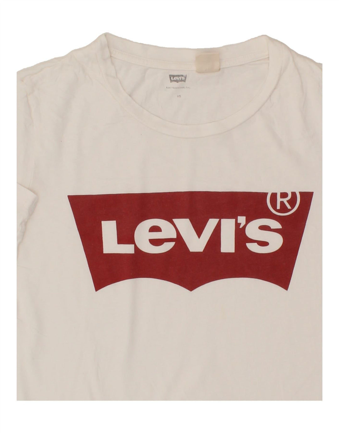 LEVI'S Womens Graphic T-Shirt Top UK 4 XS White Vintage Levi's and Second-Hand Levi's from Messina Hembry 