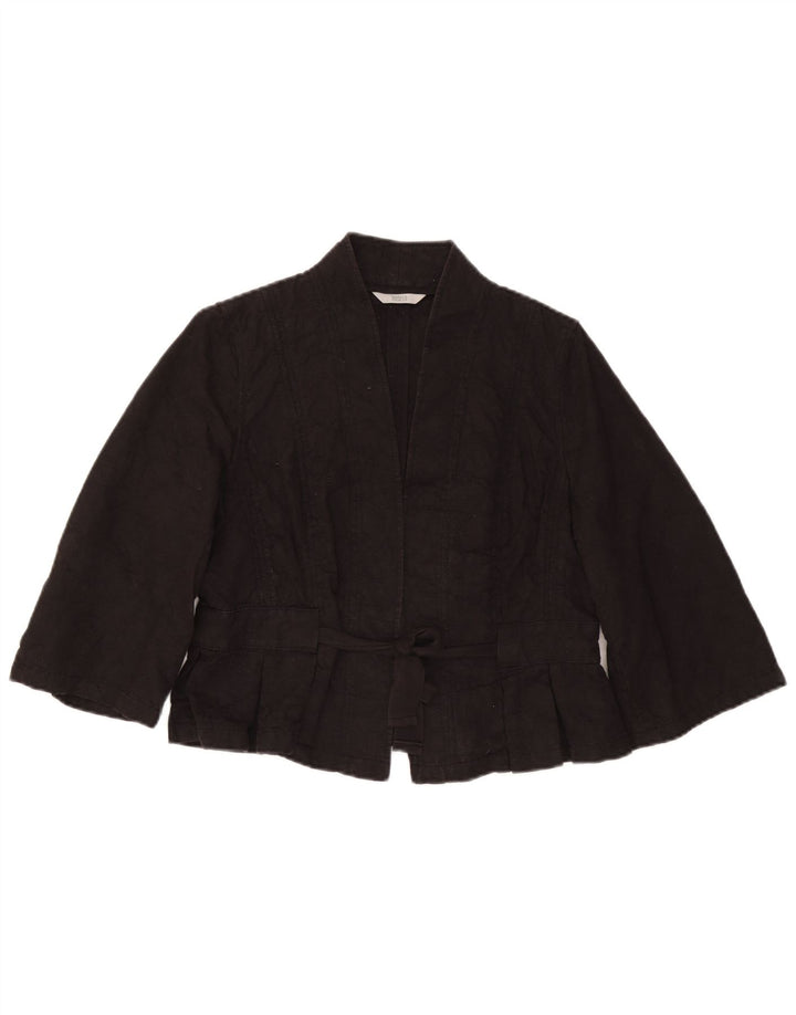 Marks & Spencer Bolero damskie z rękawami 3/4 i wiązaniem z przodu, UK 16, duże, czarne
