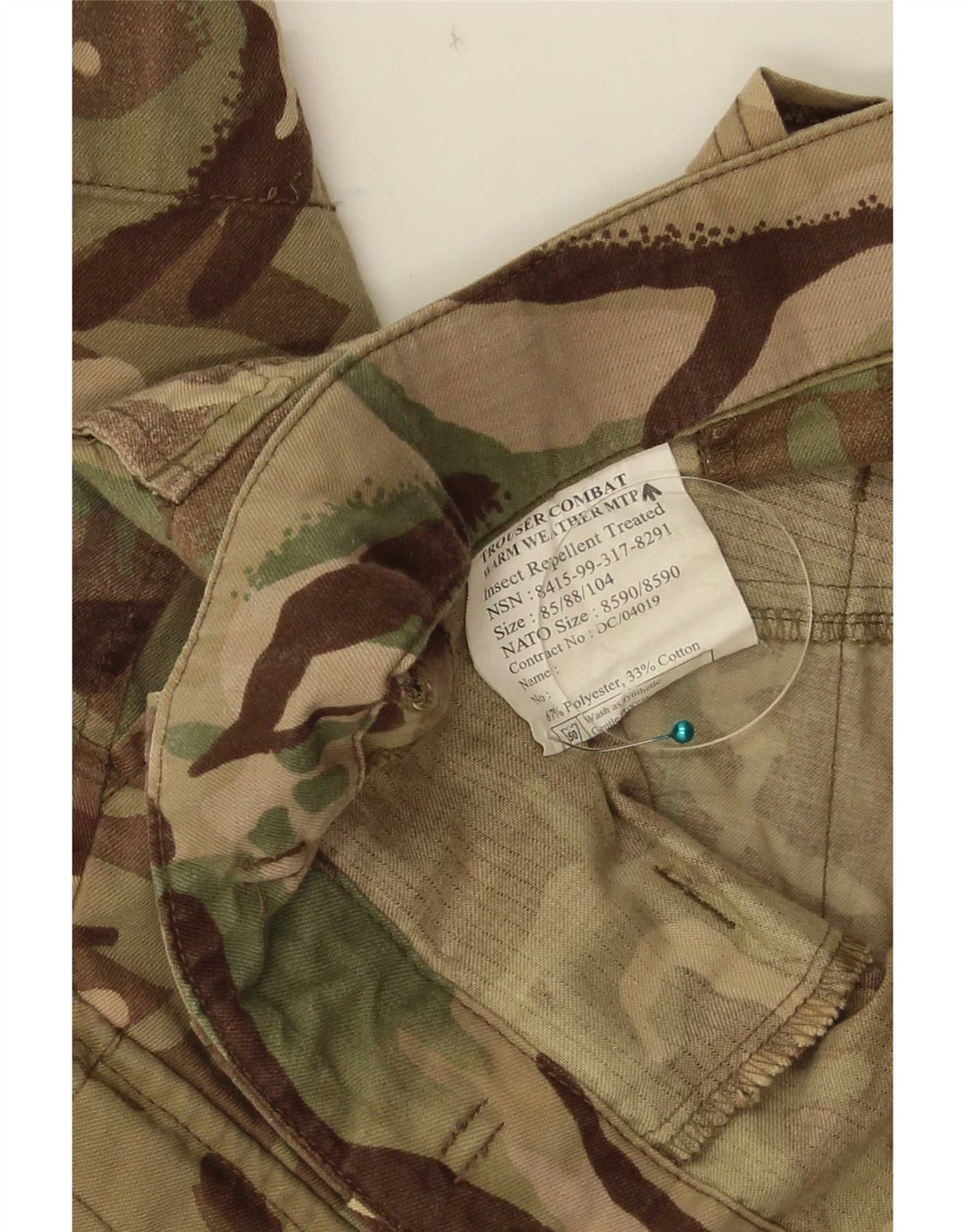 Męskie proste spodnie cargo w stylu vintage W30 L32 Khaki Poliester w kamuflażu