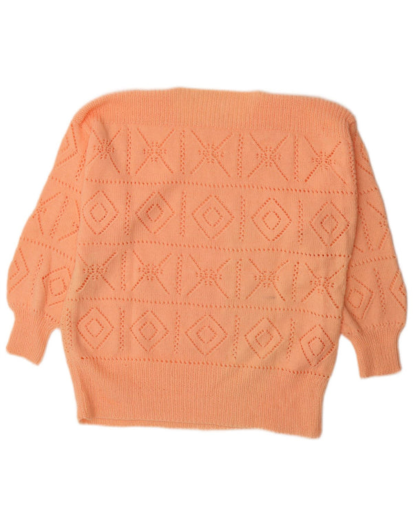 Sweter damski w stylu vintage z dekoltem w łódkę UK 16, duży pomarańczowy