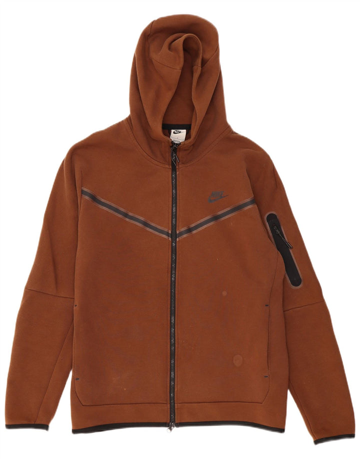 Męski sweter z kapturem i zamkiem błyskawicznym Nike, duży, brązowy, bawełniany