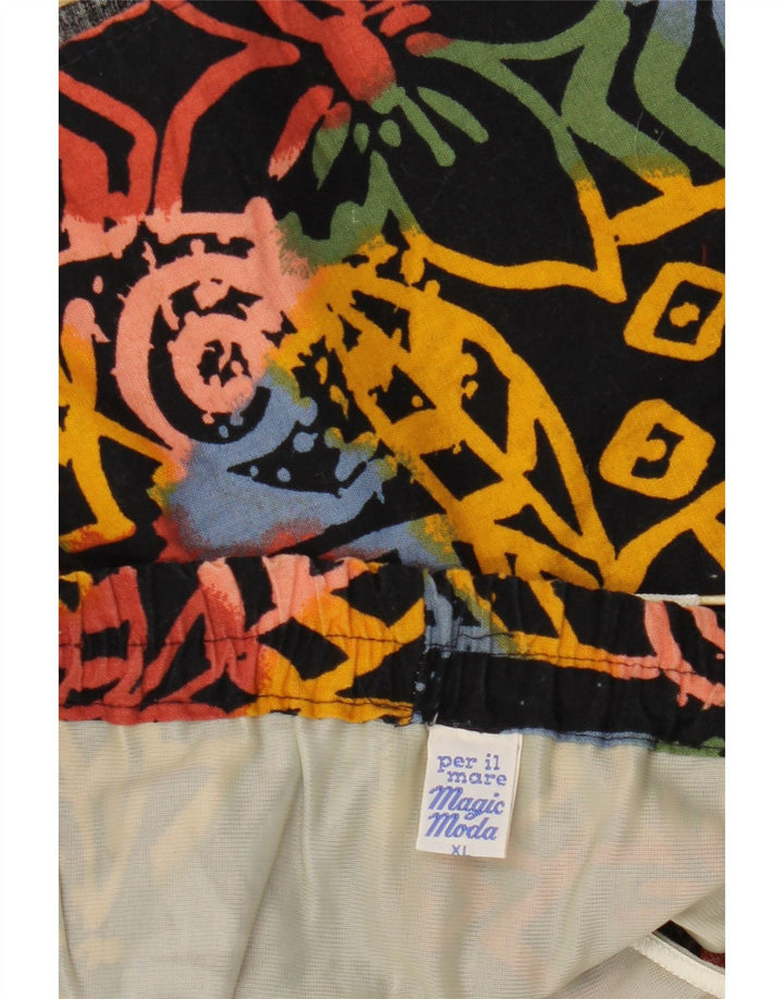 Męskie spodenki kąpielowe VINTAGE XL, czarna, bawełniana w kwiaty