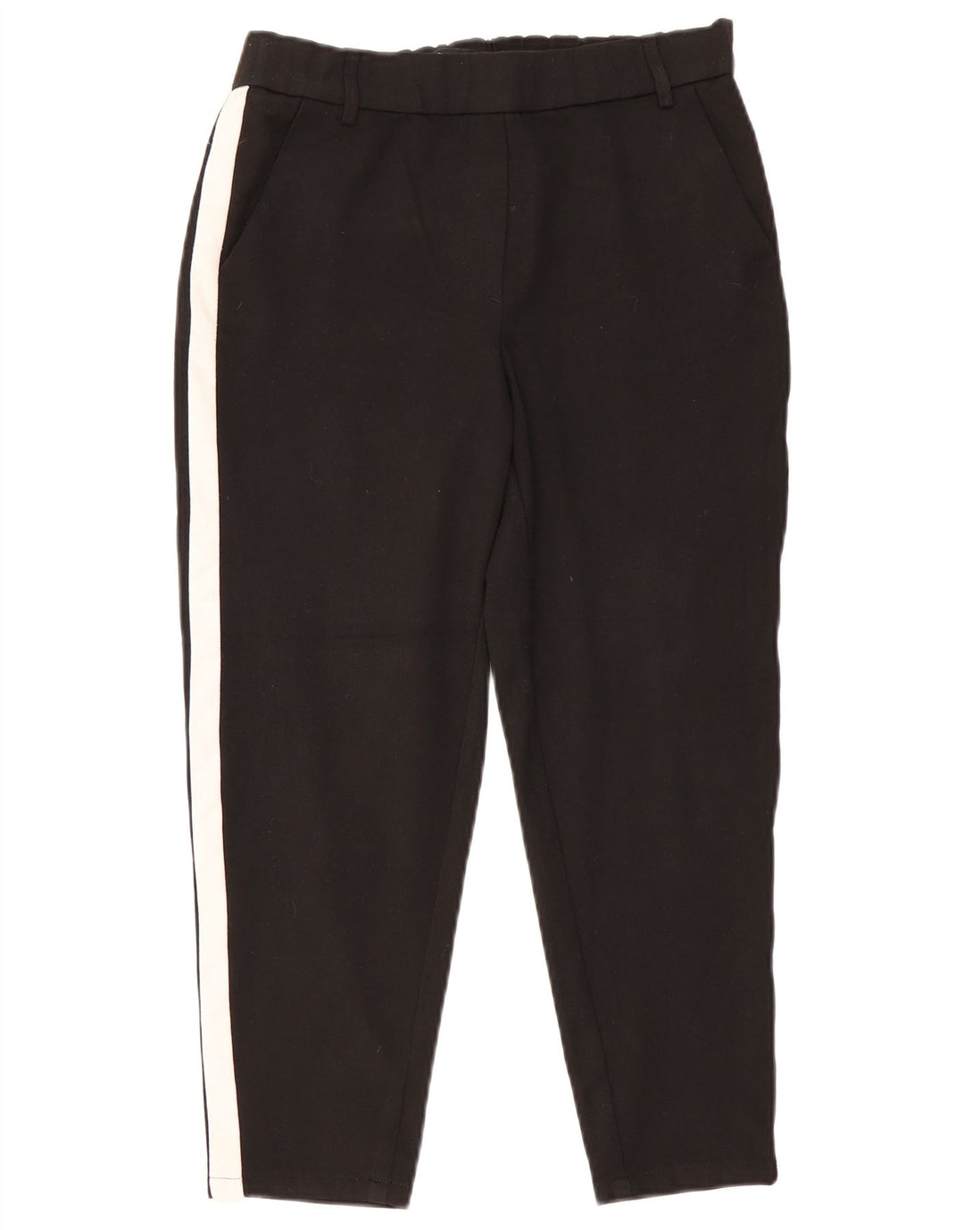 Damskie proste spodnie Capri ZARA, małe W26 L22, czarne, z blokami kolorów