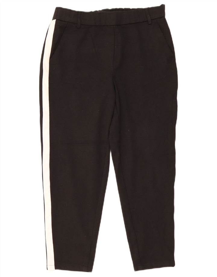 Damskie proste spodnie Capri ZARA, małe W26 L22, czarne, z blokami kolorów