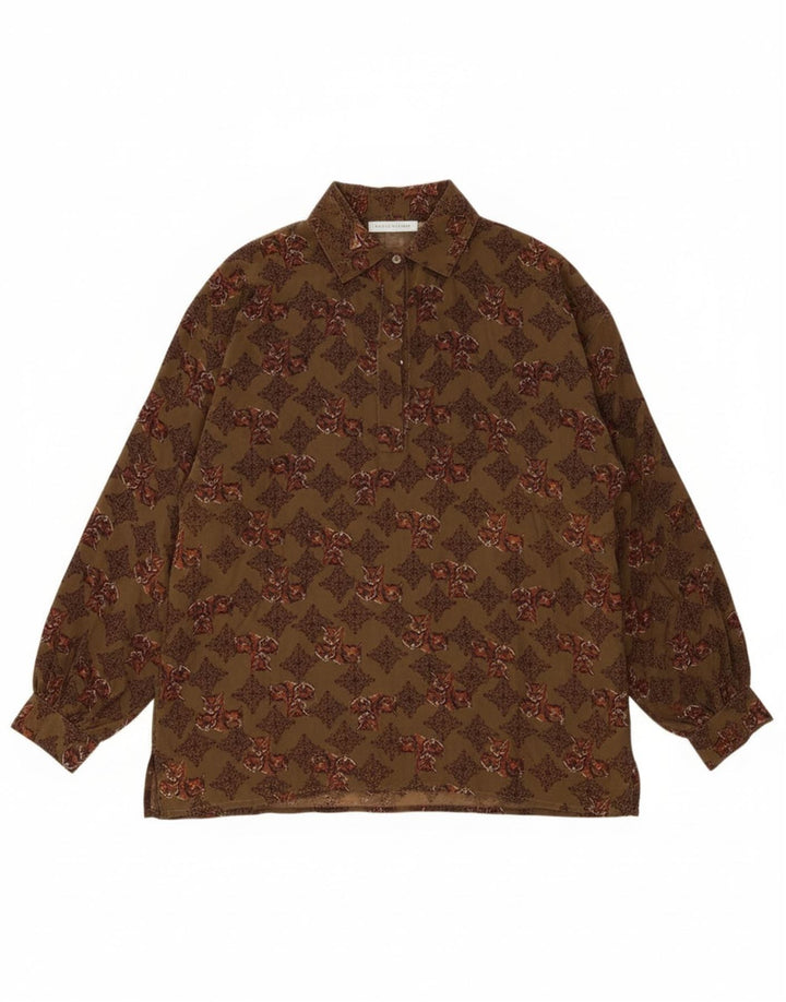 VINTAGE Womens Loose Fit Pullover Shirt IT 42 Medium Green Animal Print