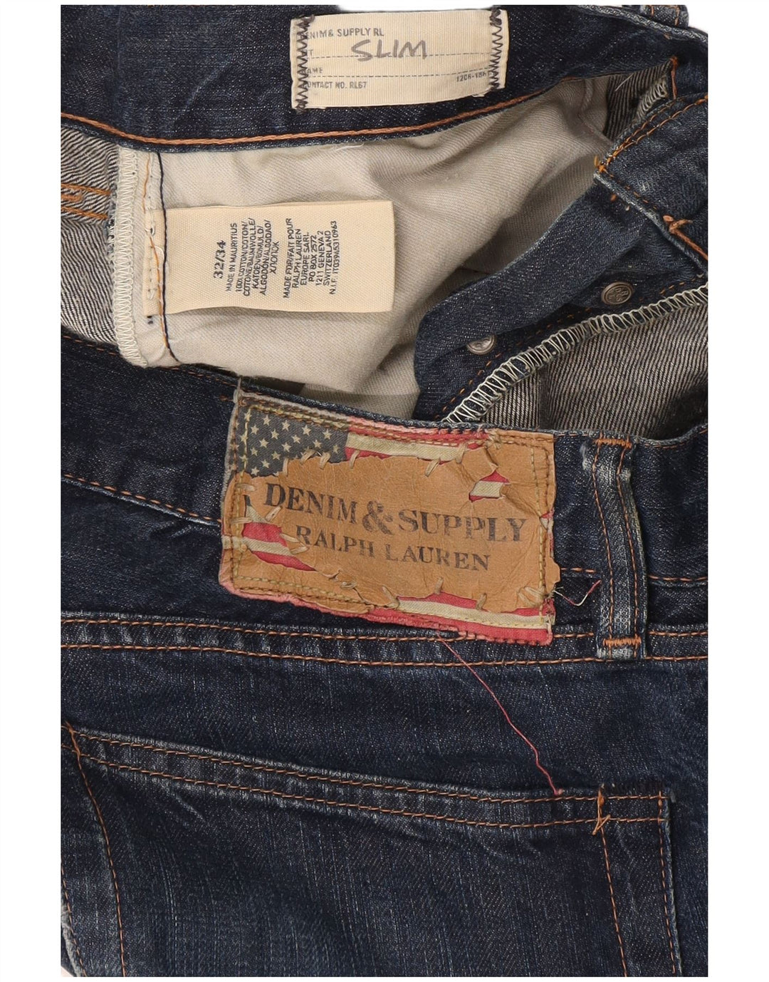 Męskie jeansy slim fit Ralph Lauren W32 L34 Niebieskie bawełniane