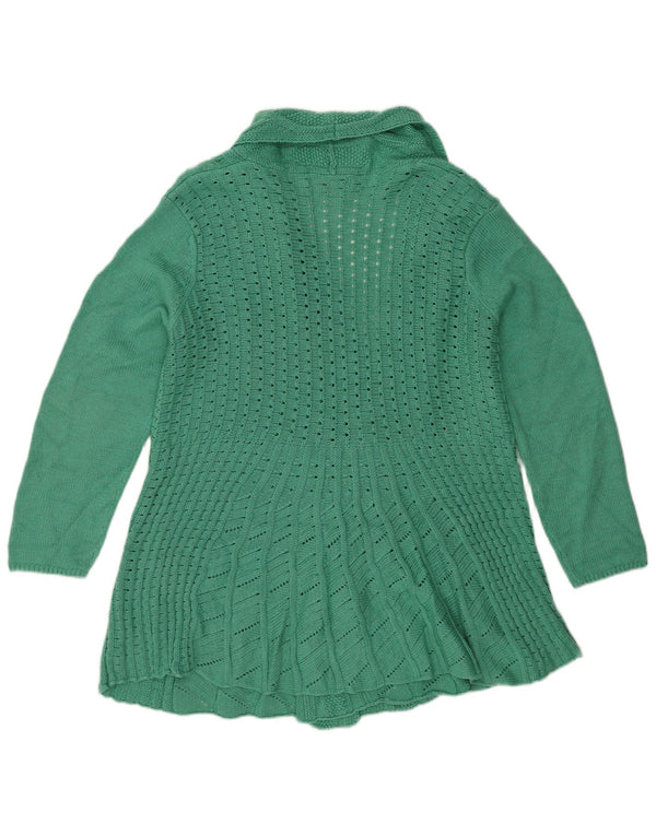 Niezbędny damski sweter rozpinany o długim kroju UK 24/26 2XL Zielony akryl