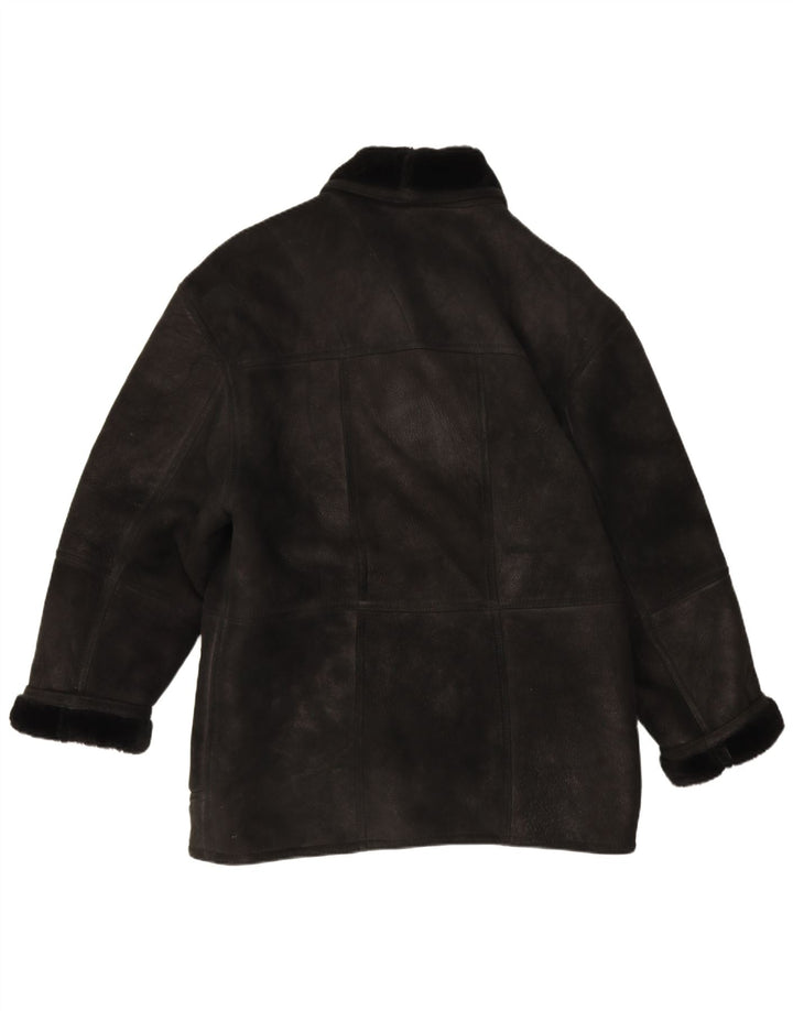 Vintage męska kurtka Shearling IT 54 2XL Czarny Shearling