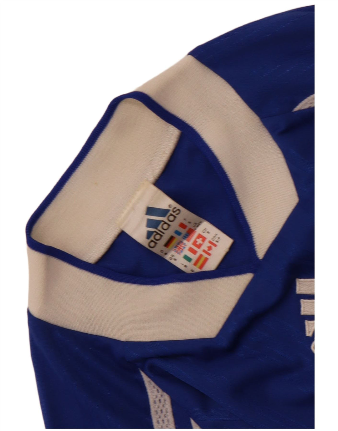 Adidas Męski T-shirt Top Mały Niebieski Poliester z blokami kolorów