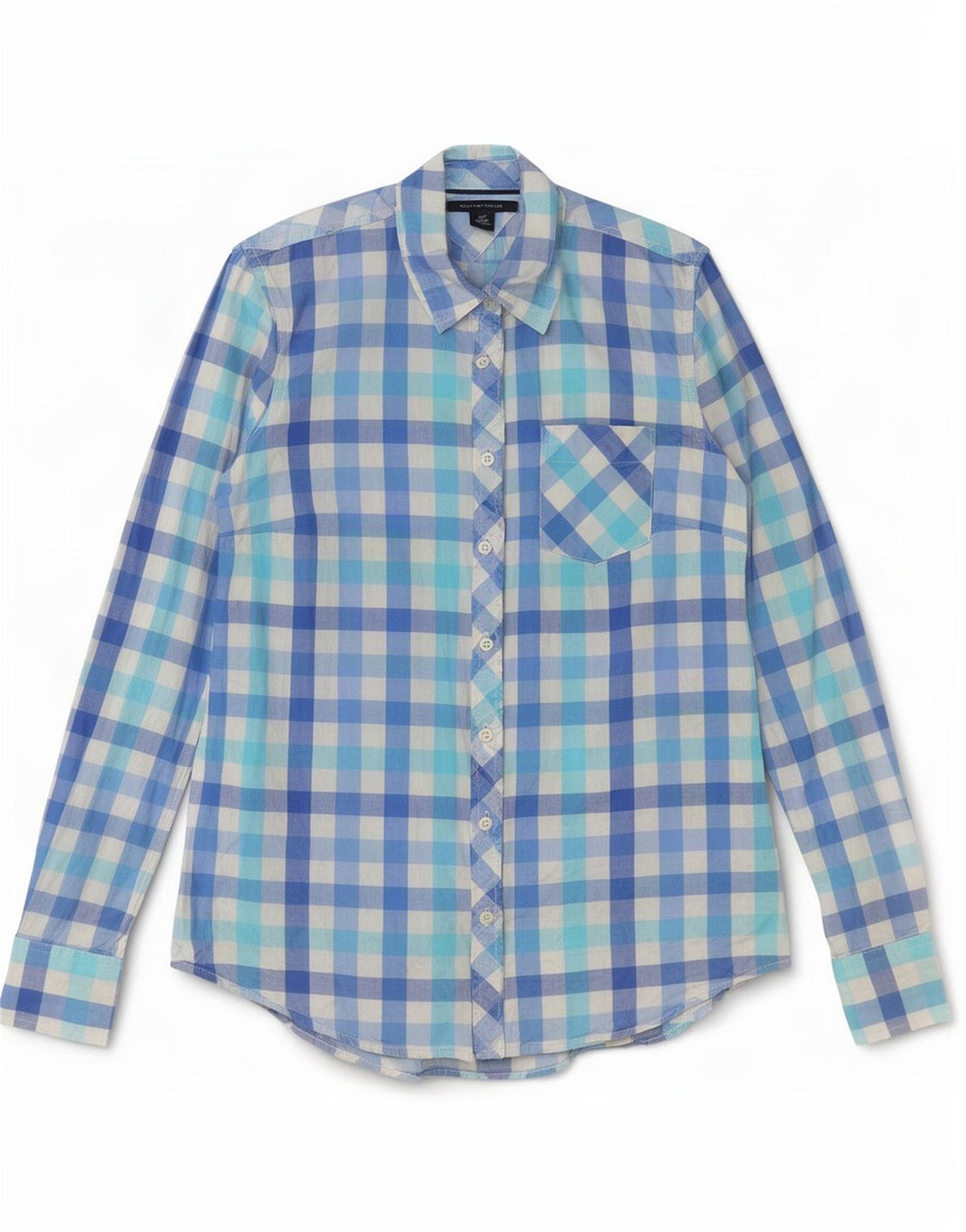 Koszula damska Tommy Hilfiger UK 10 Small, niebieska bawełniana kratka