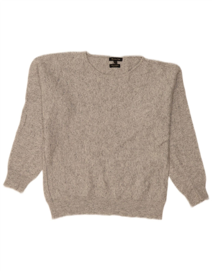 Damski sweter Massimo Dutti z dekoltem w łódkę UK 16, duży, szary, wełniany