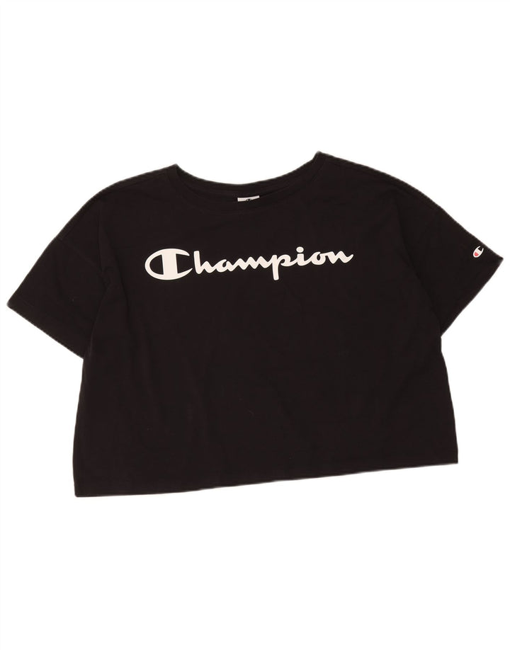Damska koszulka Champion Crop Oversize Graphic Top UK 14 Medium Black