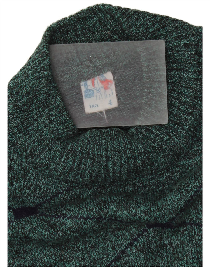 Vintage męski sweter z golfem, średnio zielony, argyle/diamentowa wełna