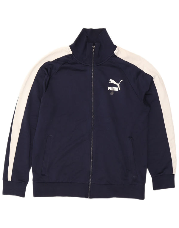 Męska kurtka dresowa PUMA, duża, granatowa, z poliestru w blokach kolorów