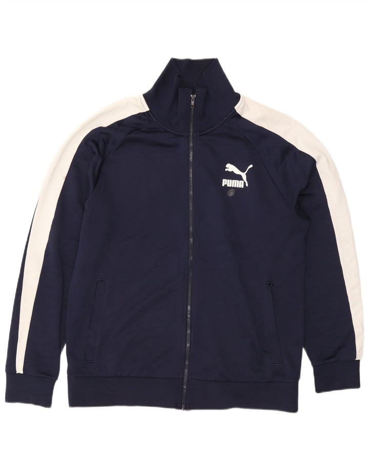 Męska kurtka dresowa PUMA, duża, granatowa, z poliestru w blokach kolorów