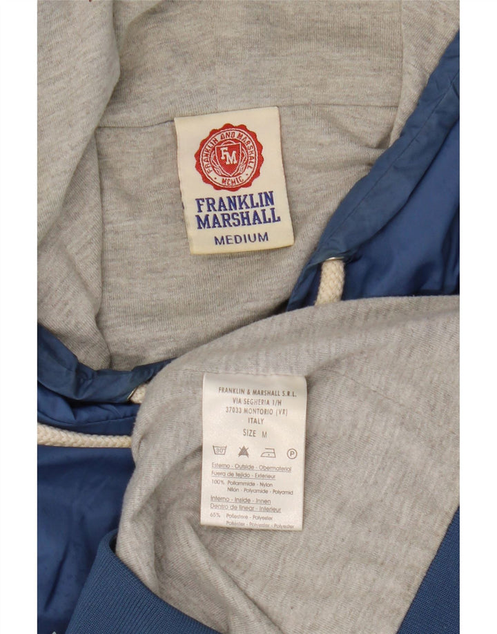 Męski sweter z kapturem i grafiką FRANKLIN MARSHALL Średni niebieski nylon