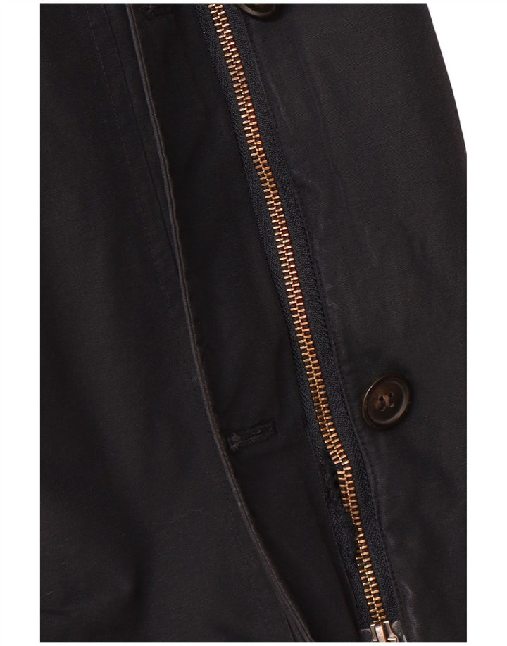 WOOLRICH Womens Hooded Parka Jacket UK 16 Large Navy Blue Cotton
