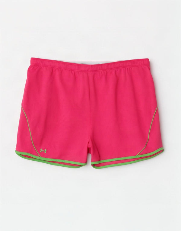 Under Armour Womens Heat Gear Sport Shorts UK 16 Large Pink Polyester
