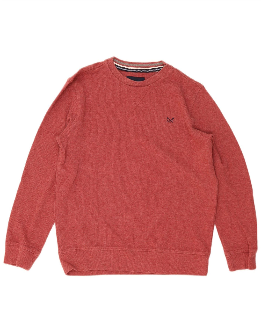 CREW CLOTHING Męski sweter z okrągłym dekoltem, średnio czerwony, bawełniany