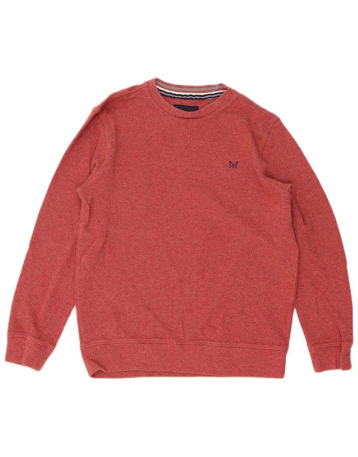 CREW CLOTHING Męski sweter z okrągłym dekoltem, średnio czerwony, bawełniany