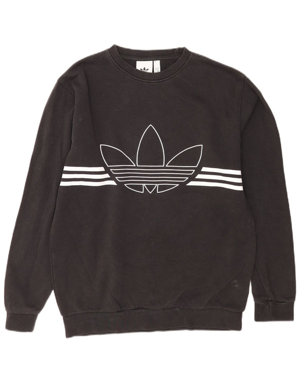 Męska bluza Adidas z grafiką, średnia czarna bawełniana