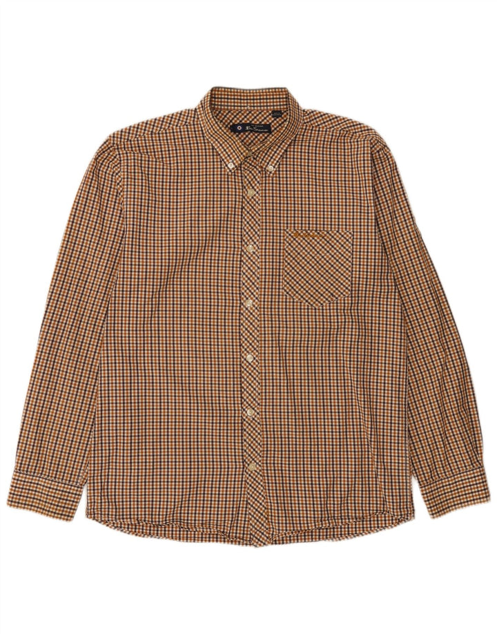 Koszula męska Ben Sherman, duża, brązowa, bawełniana kratka
