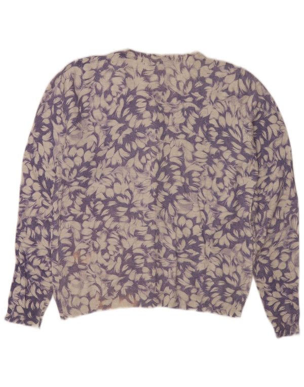 Marks & Spencer Damski sweter rozpinany UK 8 Small Fioletowy kwiatowy wiskoza