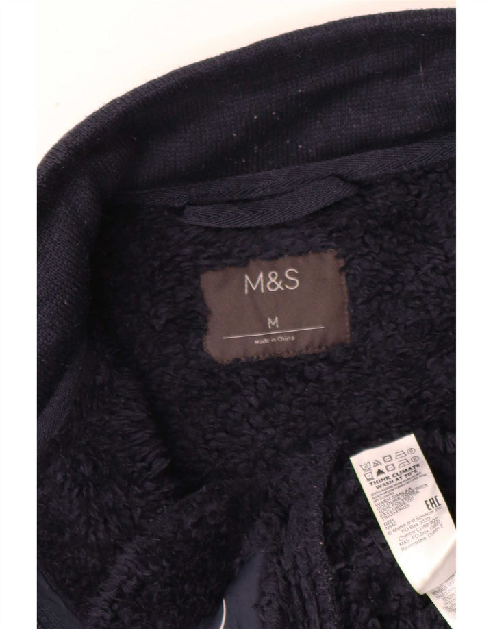 Marks & Spencer Męska kurtka dresowa Sherpa, średni granatowy poliester