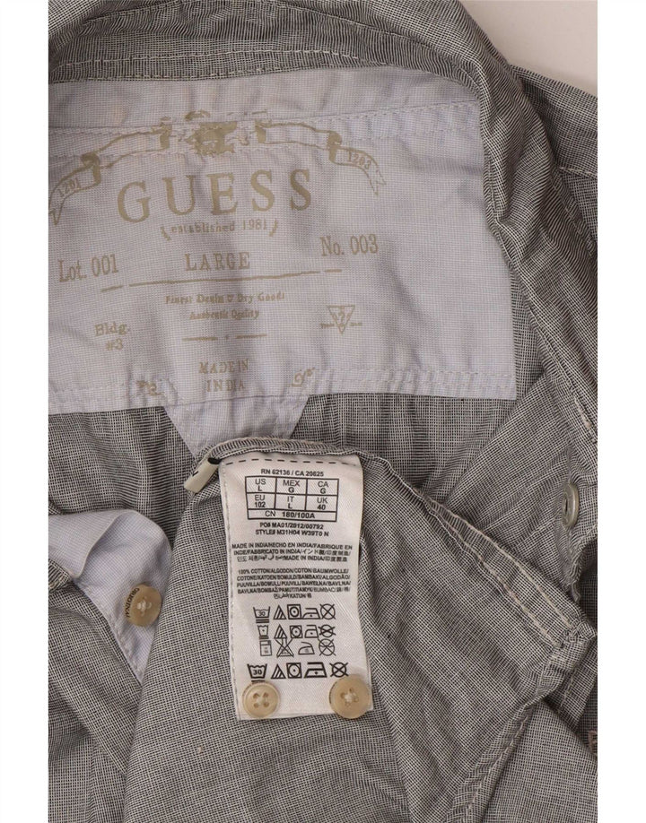 Koszula męska Guess o regularnym kroju UK 40, duża, szara, bawełniana w kratę