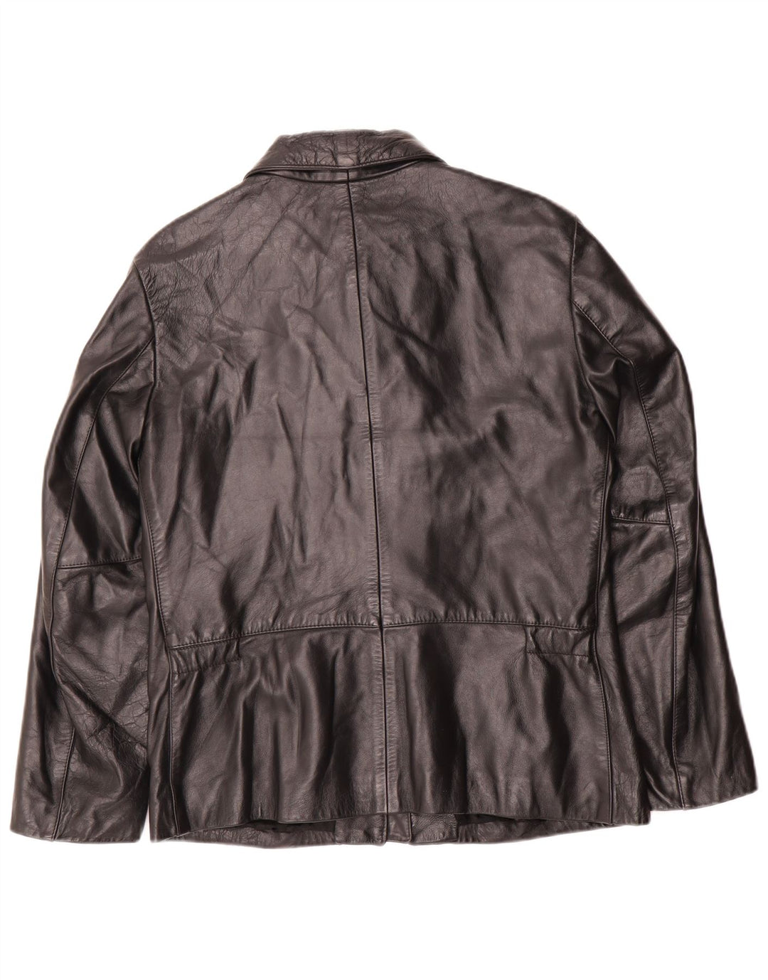 Damska kurtka skórzana Benetton UK 14, średnia czarna skóra