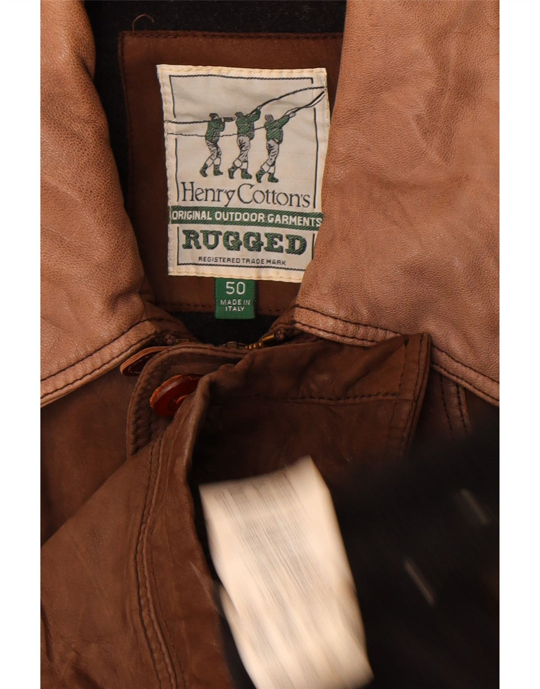 Męska, wytrzymała kurtka skórzana Henry Cottons IT 50, duża brązowa skóra