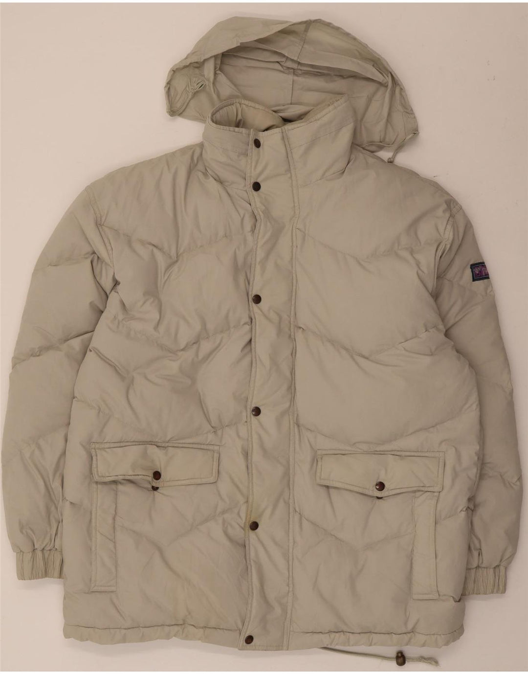 Męska wyściełana kurtka z kapturem w stylu vintage UK 42 XL Beżowy poliester