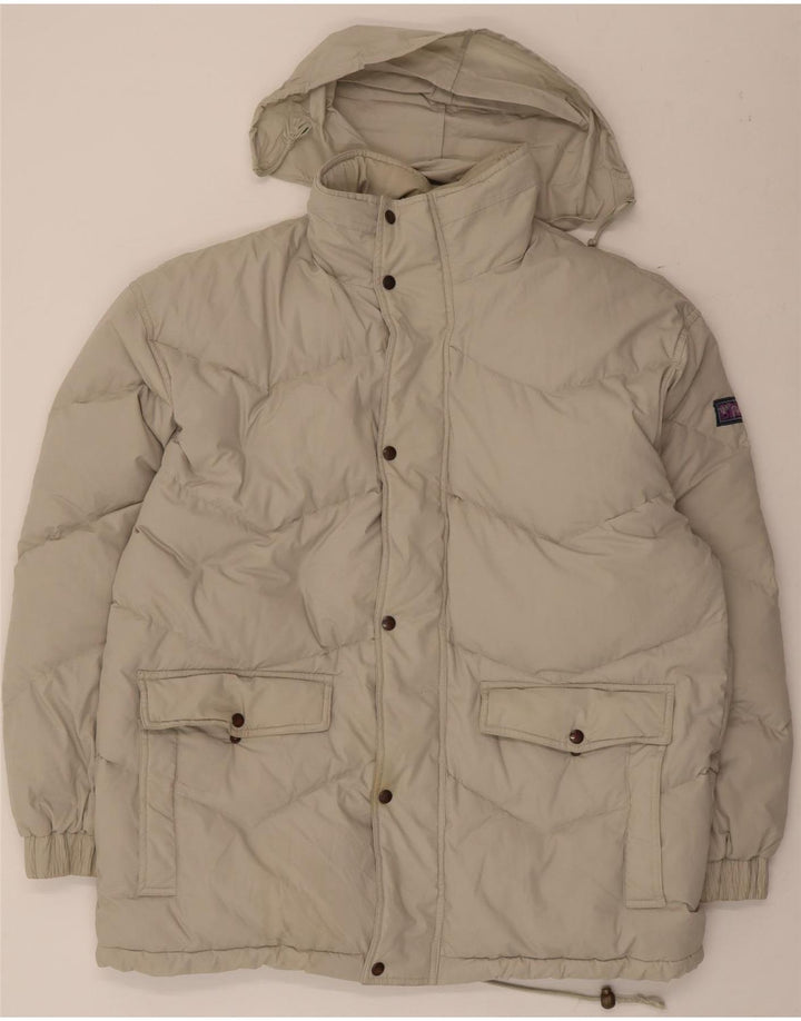 Męska wyściełana kurtka z kapturem w stylu vintage UK 42 XL Beżowy poliester