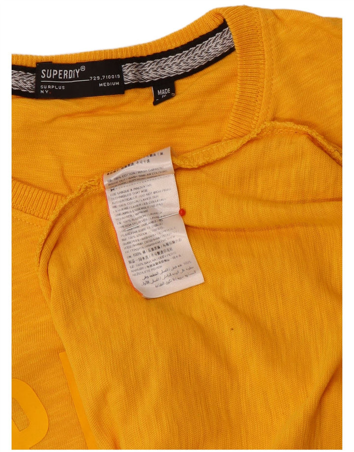 Męska koszulka z grafiką Superdry, średnia, żółta bawełniana nakrapiana koszulka