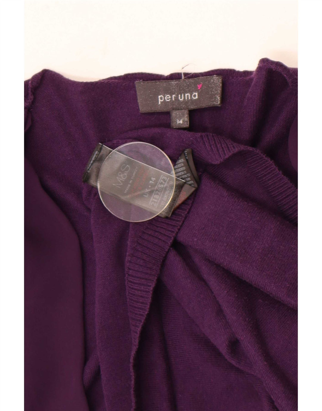 Marks & Spencer Damski sweter rozpinany UK 14, średni fiolet, bawełna