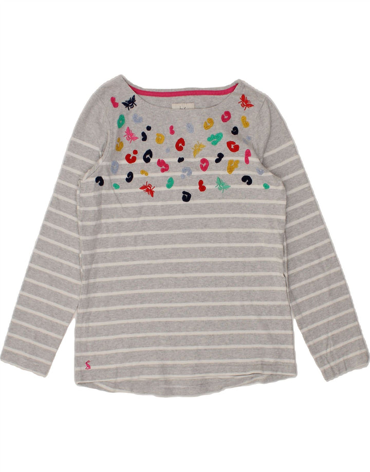 JOULES Womens Top Long Sleeve UK 10 Small  Grey Striped Cotton Vintage Joules and Second-Hand Joules from Messina Hembry 