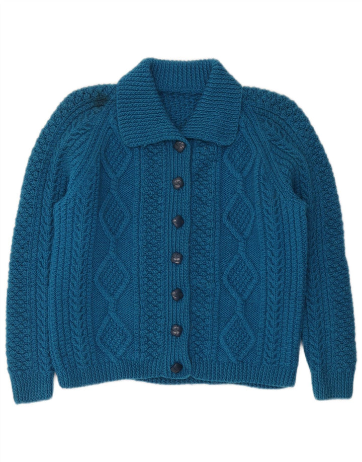 Sweter damski w stylu vintage, rozpinany UK 10, mały niebieski