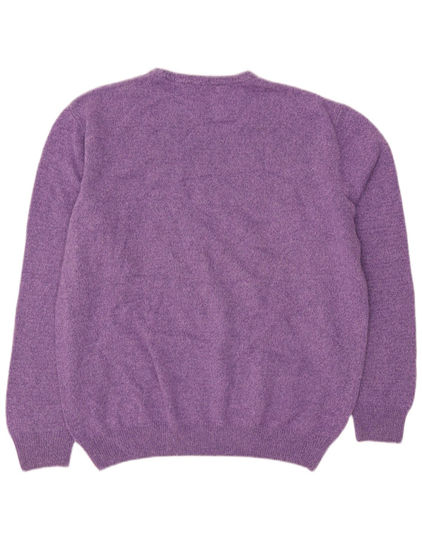 Il Granchio Męski sweter z okrągłym dekoltem XL Fioletowy Argyle/Diamentowa wełna