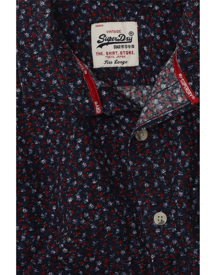 SUPERDRY Koszula męska duża granatowa w kwiaty