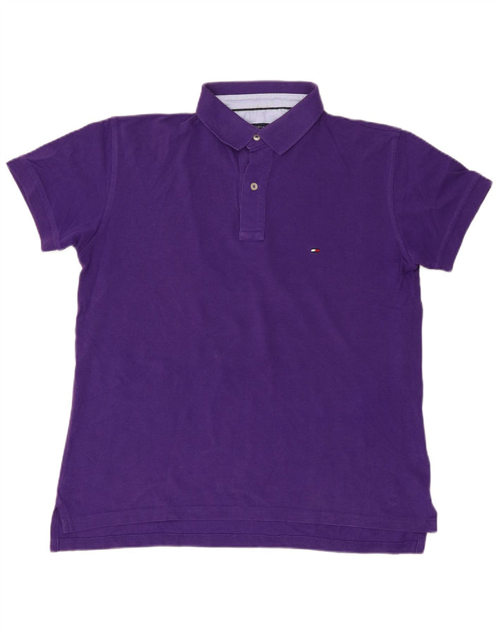 Męska koszulka polo Tommy Hilfiger, średnia fioletowa bawełna
