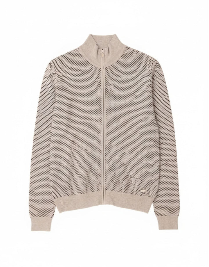 Męski sweter rozpinany Trussardi, duży, szary, wiskoza w cętki