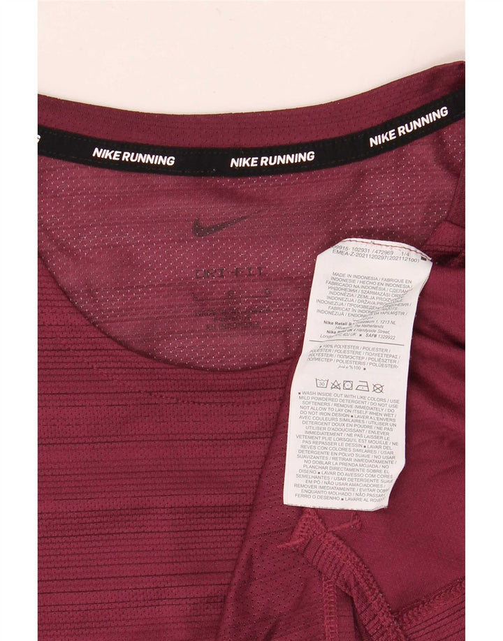 Męski T-shirt Nike Dri Fit, duży, bordowy poliester w paski