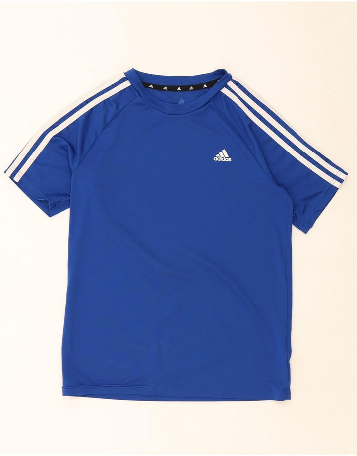 ADIDAS Boys Aeroready T-Shirt Top 13-14 Years  Blue Polyester Vintage Adidas and Second-Hand Adidas from Messina Hembry 