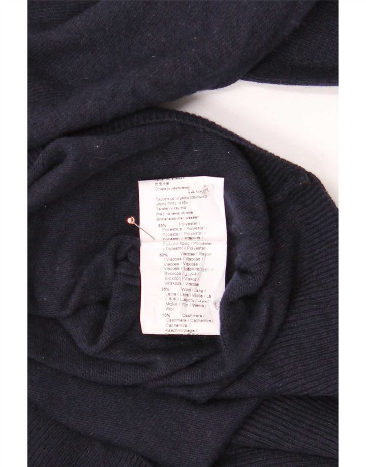 Męski sweter Trussardi z dekoltem w kształcie litery V, duży granatowy poliester