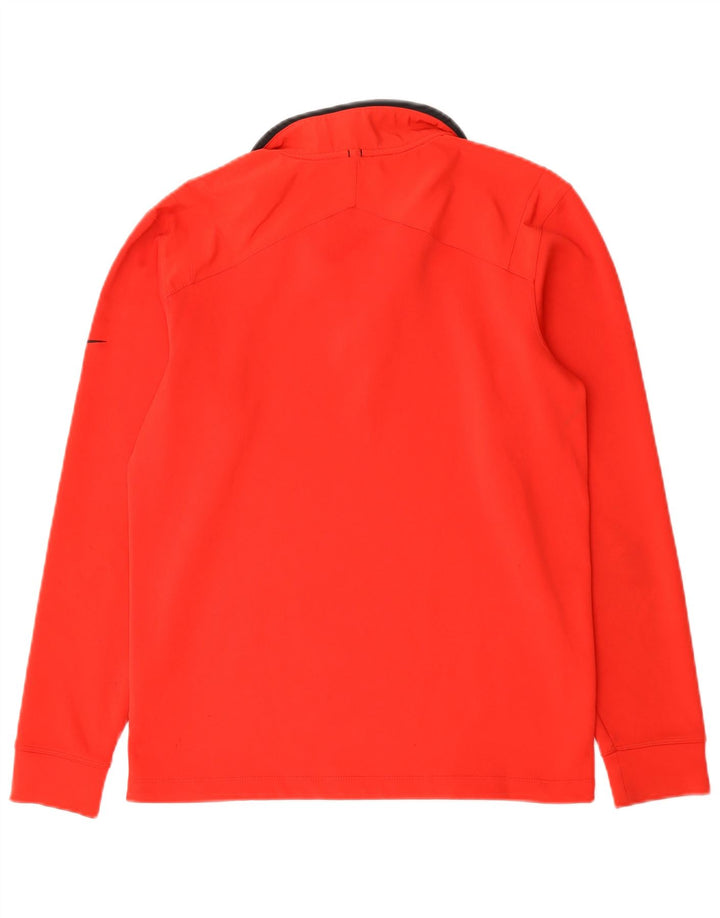 Męska koszulka Nike Dri Fit z zamkiem błyskawicznym i długim rękawem, mały, czerwony poliester
