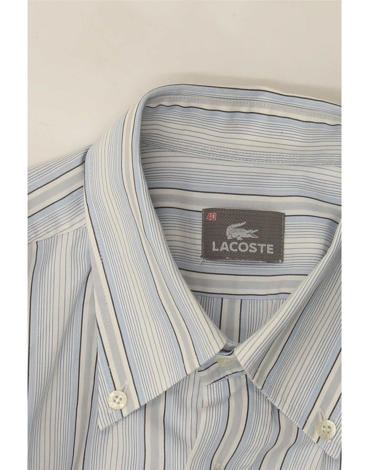Męska koszula z krótkim rękawem Lacoste, rozmiar 40, średnie niebieskie paski