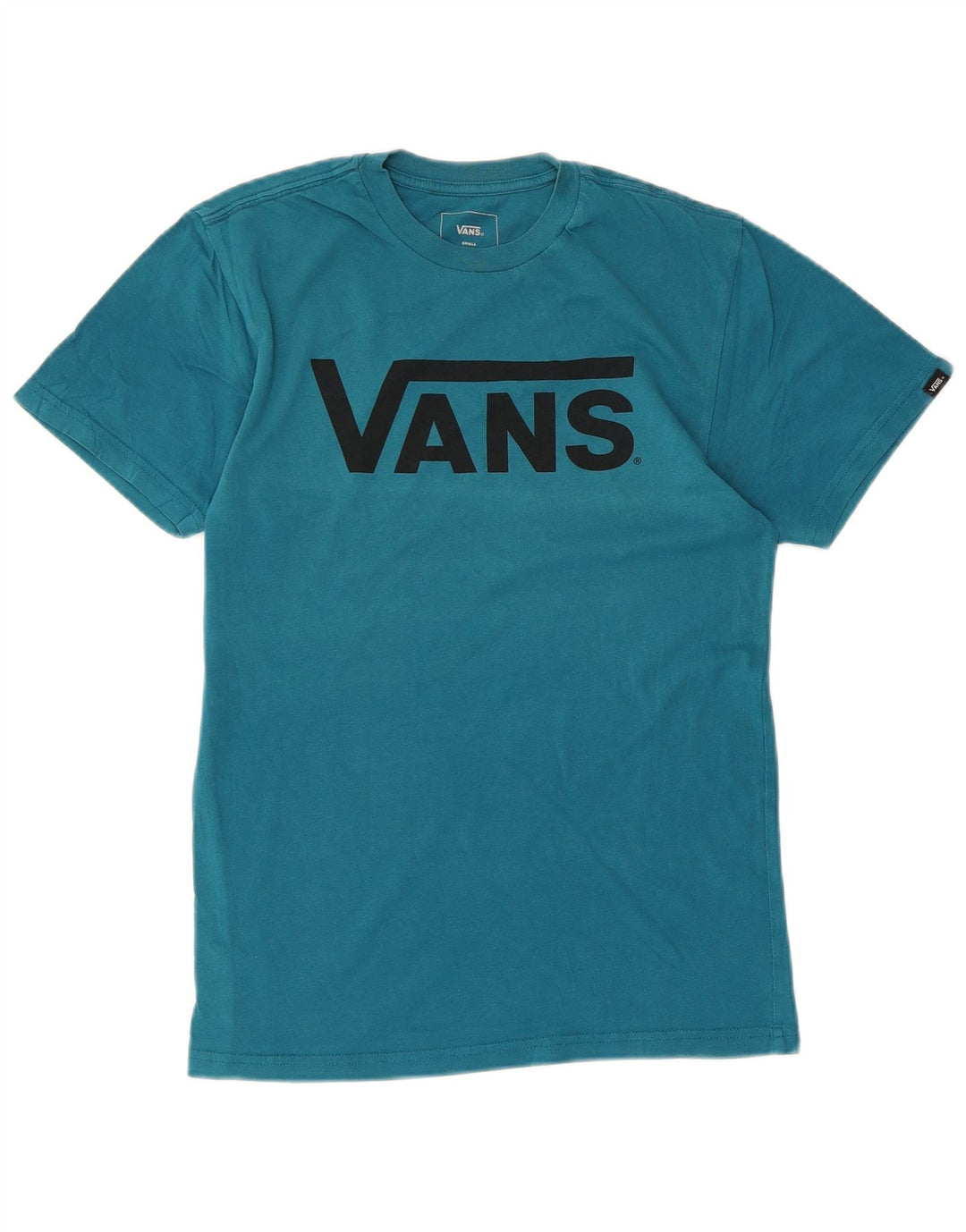 Męski T-shirt VANS o klasycznym kroju z grafiką, mały, niebieski, bawełniany