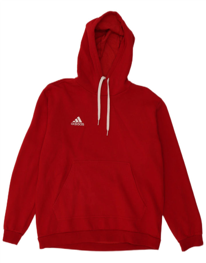 Adidas Męski sweter z kapturem, duży, czerwony, bawełniany